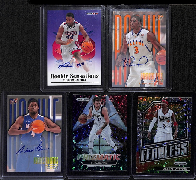 Lot of (8) Mostly Autographed Modern Basketball Cards w. 2022-23 Prizm Johnny Davis Fast Break Autograph and 2023 Leaf Multi Graphics Mathurin/Sochan/Murray/Williams/Jovic/Moore #d /7 and More!