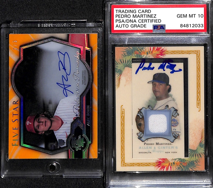 Lot of (2) Baseball Autographs w. Alec Bohm Rookie Autograph (#/3) and Pedro Martinez PSA DNA  10 