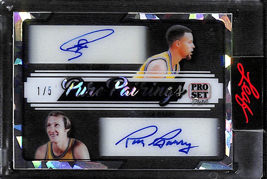 2023 Leaf Pro Set Pure Pairings Stephen Curry and Rick Barry Dual Autographed #d 1/5