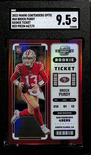 2022 Contenders Optic Brock Purdy Rookie Ticket Red #d /175 Graded SGC 9.5