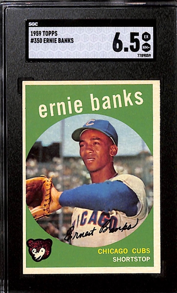 Lot of (2) SGC Graded Topps Ernie Banks Baseball Cards Inc. 1957 (SGC 4) and 1959 (SGC 6.5)