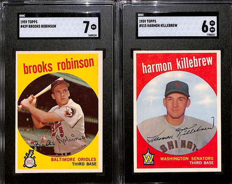 Lot of (2) SGC Graded 1959 Topps Baseball Cards Inc. Brooks Robinson (SGC 7) & Harmon Killebrew (SGC 6)