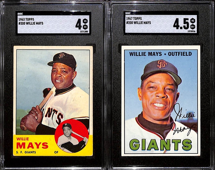 Lot of (2) Graded SGC Topps Willie Mays Baseball Cards Inc. 1963 (SGC 4) & 1967 (SGC 4.5)