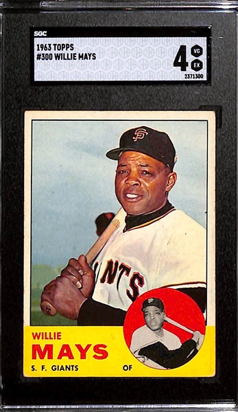 Lot of (2) Graded SGC Topps Willie Mays Baseball Cards Inc. 1963 (SGC 4) & 1967 (SGC 4.5)