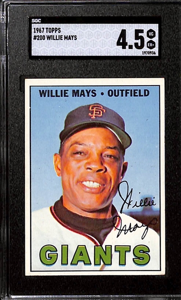 Lot of (2) Graded SGC Topps Willie Mays Baseball Cards Inc. 1963 (SGC 4) & 1967 (SGC 4.5)