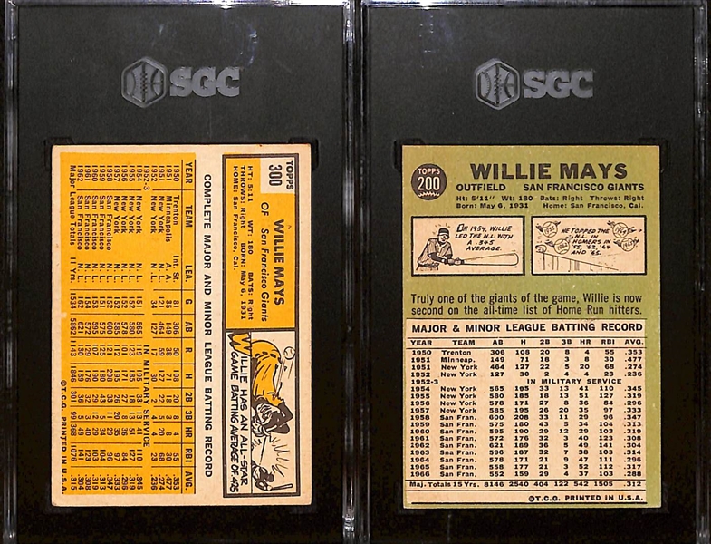 Lot of (2) Graded SGC Topps Willie Mays Baseball Cards Inc. 1963 (SGC 4) & 1967 (SGC 4.5)