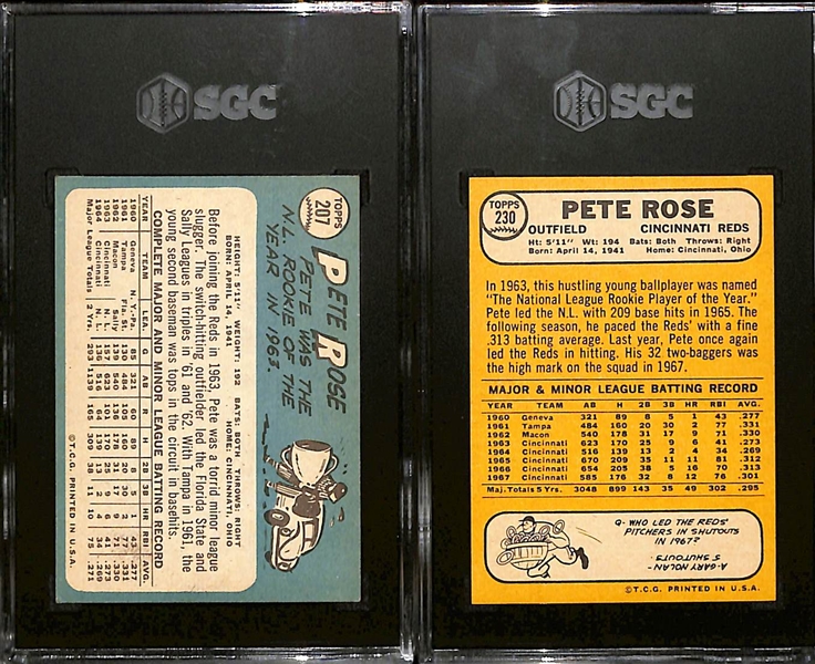 Lot of (2) SGC Graded Topps Pete Rose Cards Inc. 1965 (SGC 5) & 1968 (SGC 6.5)