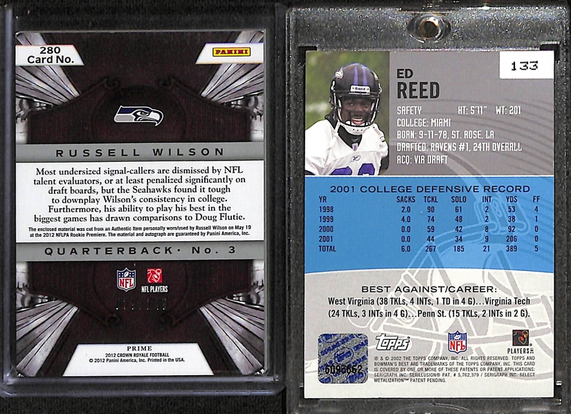 Lot of (2) Rookie Autograph Cards including Russel Wilson Patch (#/149) and Ed Reed