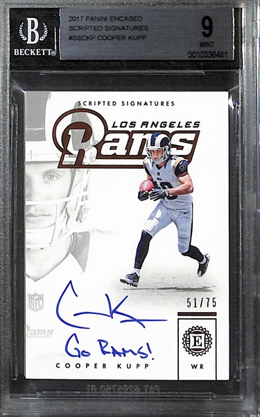 Lot of (2) Football Rookie Autograph Cards including CeeDee Lamb Patch (#/125) and Cooper Kupp (#/75) Graded BGS 9