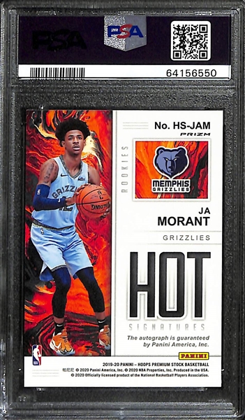 2019 Panini Hoops Premium Stock Ja Morant Flash Rookie Autograph Card Graded PSA 8 (10 Auto)