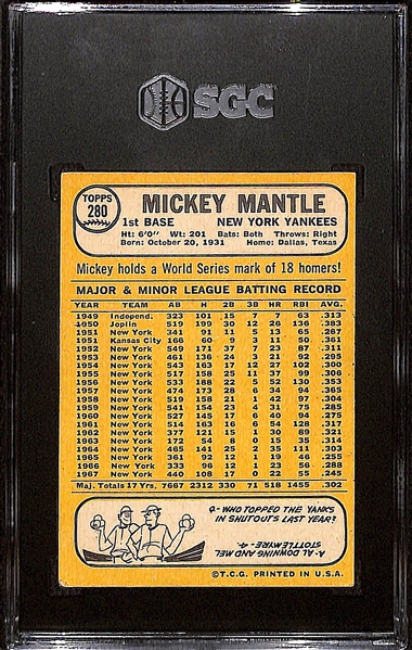 1968 Topps Mickey Mantle Graded SGC 4.5