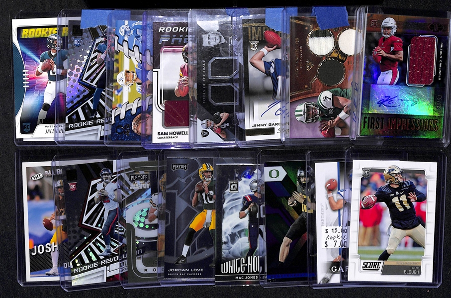 Lot of (17) Quarterback Rookie Cards including Kyler Murray Patch Autograph (#/50), Geno Smith Patch Auto (#/70), Jimmy Garoppolo Autograph (#/75), and more!