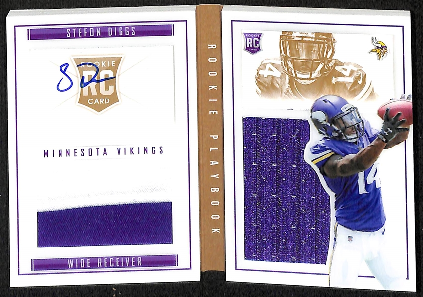 Lot of (31) Football Cards including Michael Irvin Autograph Printing Plate (#/1), DeAndre Hopkins Rookie Autograph (#/100), Stefon Diggs Rookie Patch Autograph Booklet (#/99), and more! 