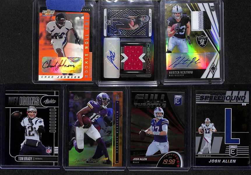 Lot of (31) Football Cards including Michael Irvin Autograph Printing Plate (#/1), DeAndre Hopkins Rookie Autograph (#/100), Stefon Diggs Rookie Patch Autograph Booklet (#/99), and more! 