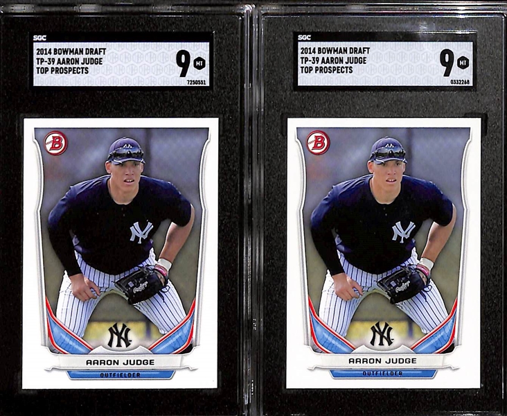 Lot of (7) 2014 Bowman Draft Paper Aaron Judge Rookie Cards Graded SGC 9 and 8.5