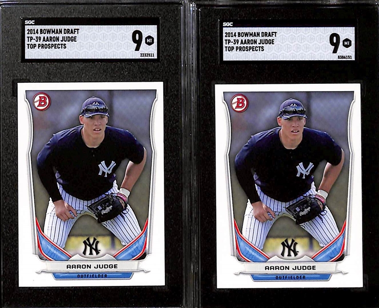 Lot of (7) 2014 Bowman Draft Paper Aaron Judge Rookie Cards Graded SGC 9 and 8.5