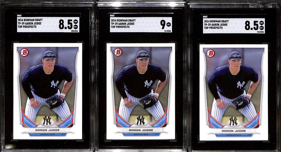 Lot of (7) 2014 Bowman Draft Paper Aaron Judge Rookie Cards Graded SGC 9 and 8.5