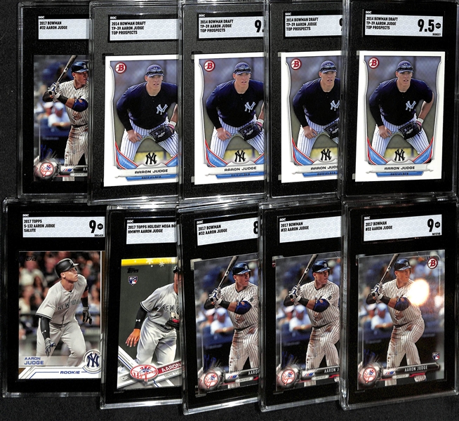 Lot of (10) SGC Graded Aaron Judge Rookie Cards Including Bowman, Topps Holiday, and Topps Salute