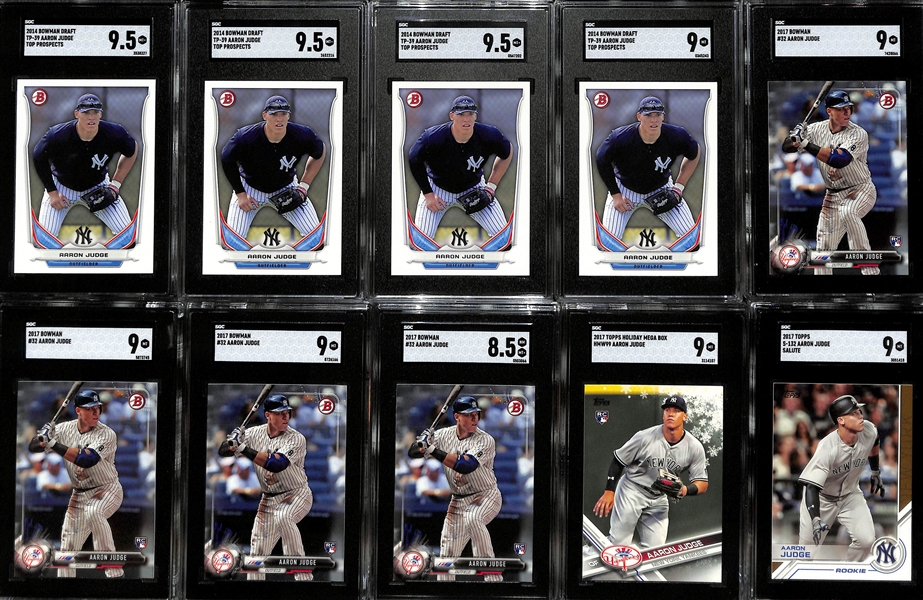 Lot of (10) SGC Graded Aaron Judge Rookie Cards Including Bowman, Topps Holiday, and Topps Salute