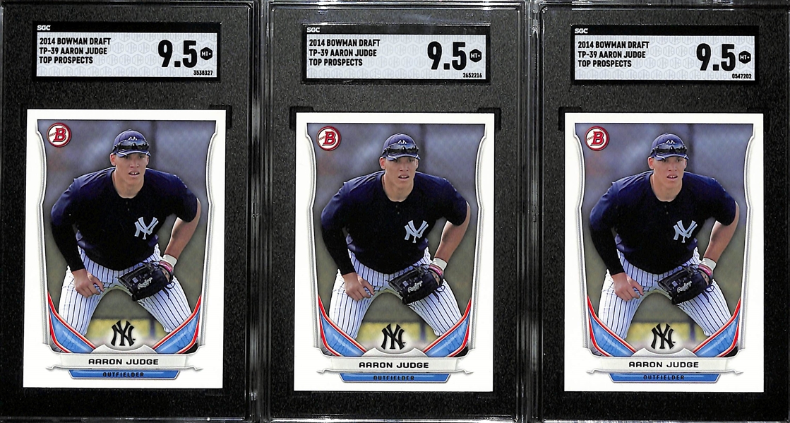 Lot of (10) SGC Graded Aaron Judge Rookie Cards Including Bowman, Topps Holiday, and Topps Salute