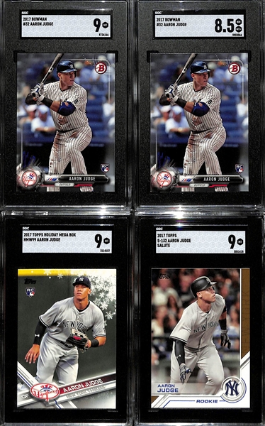 Lot of (10) SGC Graded Aaron Judge Rookie Cards Including Bowman, Topps Holiday, and Topps Salute