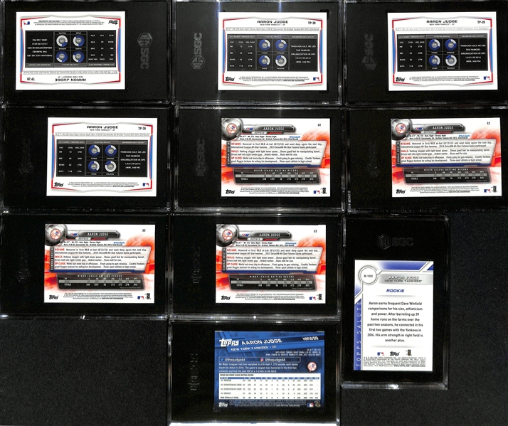 Lot of (10) SGC Graded Aaron Judge Rookie Cards Including Bowman, Topps Holiday, and Topps Salute