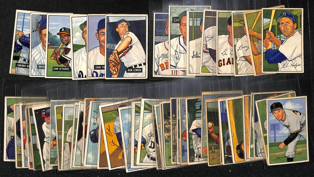 Lot of (6) 1951 Bowman Baseball & (45) 1952 Bowman Baseball Cards w. 1952 Gil Hodges