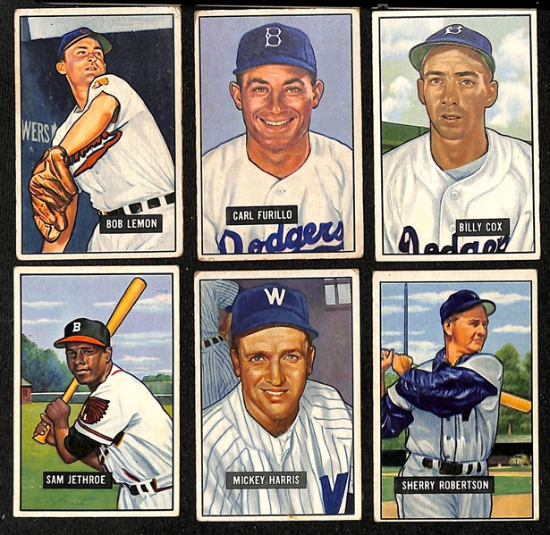 Lot of (6) 1951 Bowman Baseball & (45) 1952 Bowman Baseball Cards w. 1952 Gil Hodges