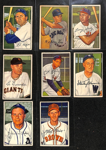 Lot of (6) 1951 Bowman Baseball & (45) 1952 Bowman Baseball Cards w. 1952 Gil Hodges