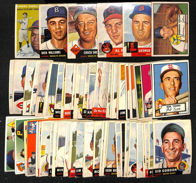 Lot of (70+) 1952-1955 Topps Baseball Cards w. 1953 George Kell