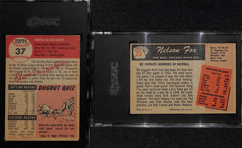 1953 Topps Eddie Mathews SGC 4 & 1955 Bowman Nellie Fox SGC 6