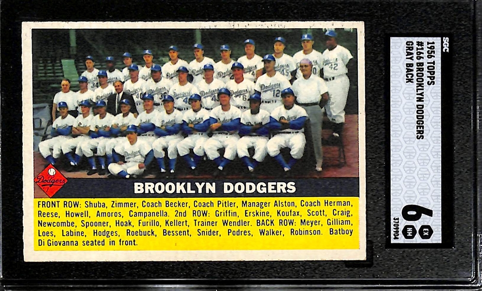 1956 Topps Brooklyn Dodgers #166 Gray Back SGC 6