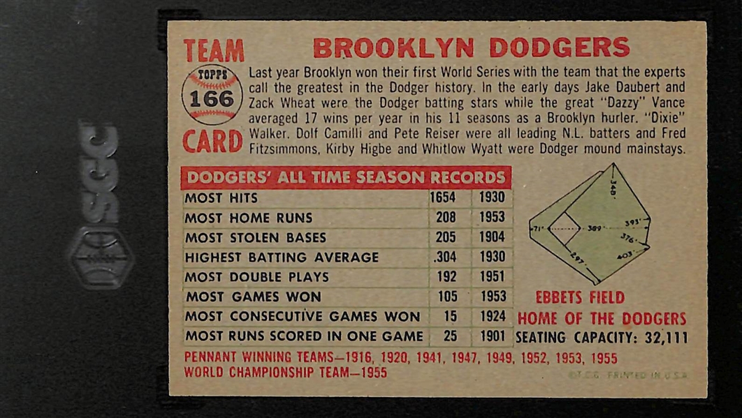 1956 Topps Brooklyn Dodgers #166 Gray Back SGC 6