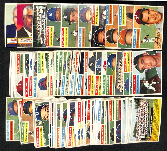  Lot of (90+) 1956 Topps Baseball Cards w. Robin Roberts