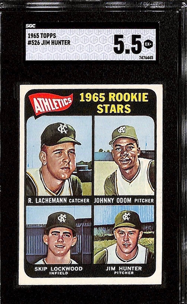 1965 Topps # 526 Jim Hunter RC SGC 5.5, 1966 Topps # 126 Jim Palmer RC SGC 4 and 1967 Topps # 569 Rod Carew SGC Authentic