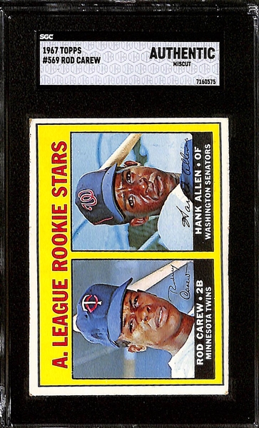 1965 Topps # 526 Jim Hunter RC SGC 5.5, 1966 Topps # 126 Jim Palmer RC SGC 4 and 1967 Topps # 569 Rod Carew SGC Authentic