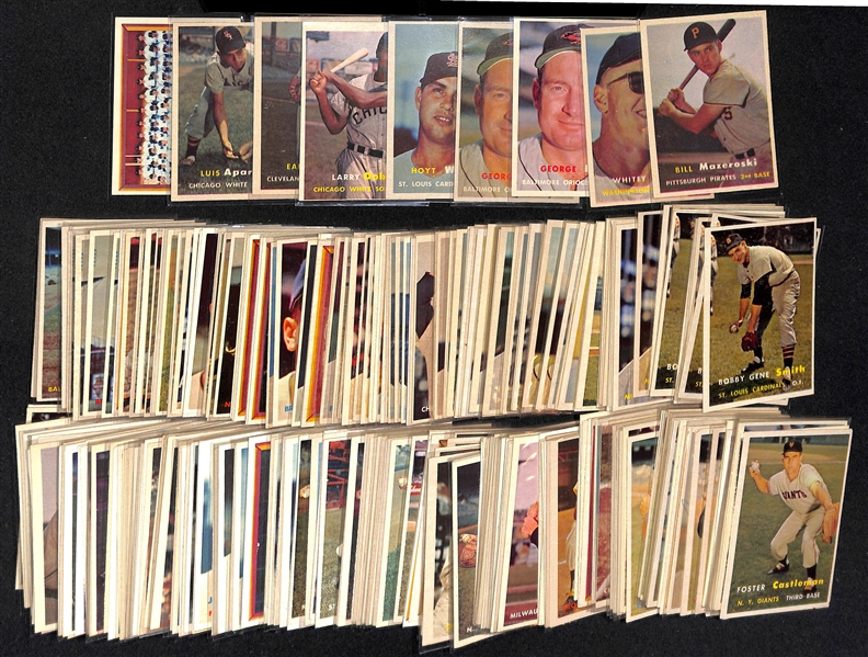  Lot of Approx (250) 1957 Topps Baseball Cards w. Bill Mazeroski Rookie Card