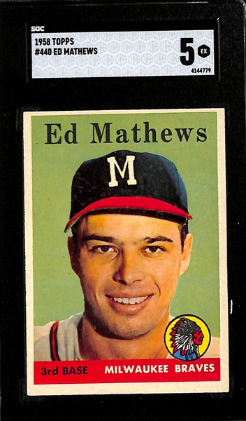 Lot of (4) Graded 1958 & 1959 Topps Eddie Mathews Cards - SGC