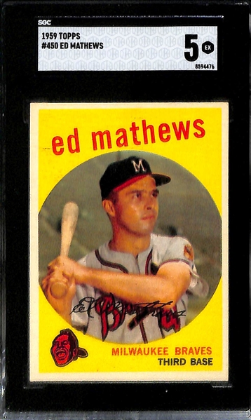 Lot of (4) Graded 1958 & 1959 Topps Eddie Mathews Cards - SGC