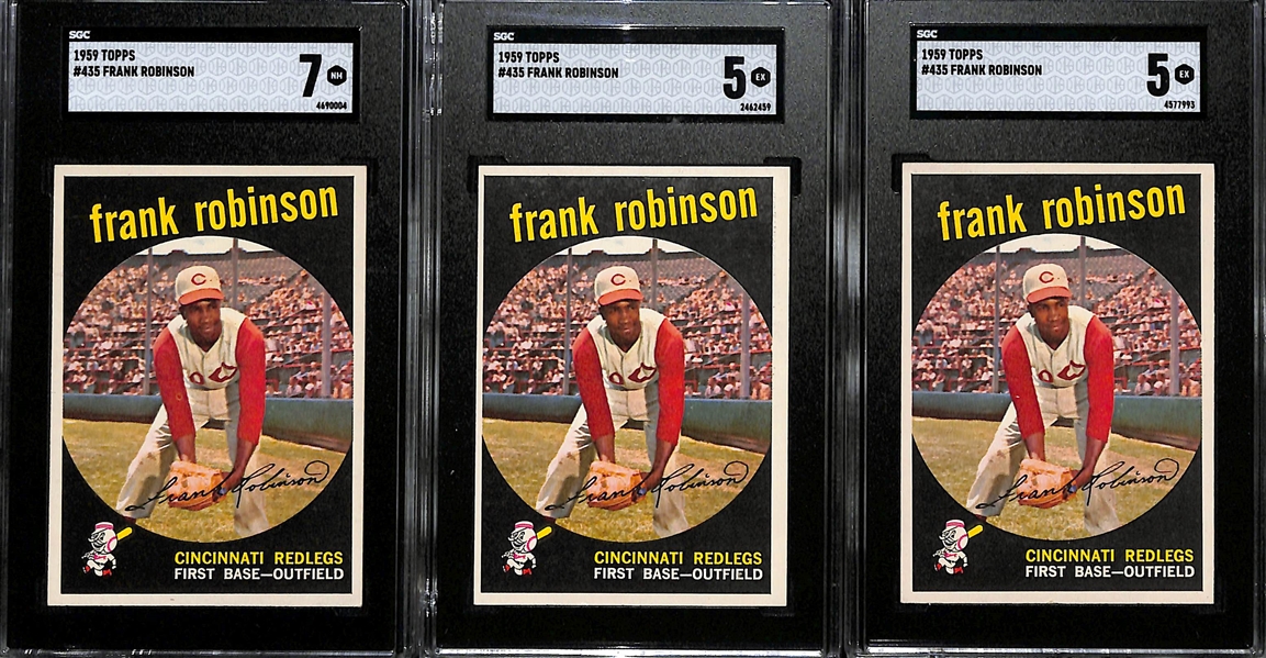 Lot of (3) Graded 1959 Topps Frank Robinson #435 Baseball Cards - SGC