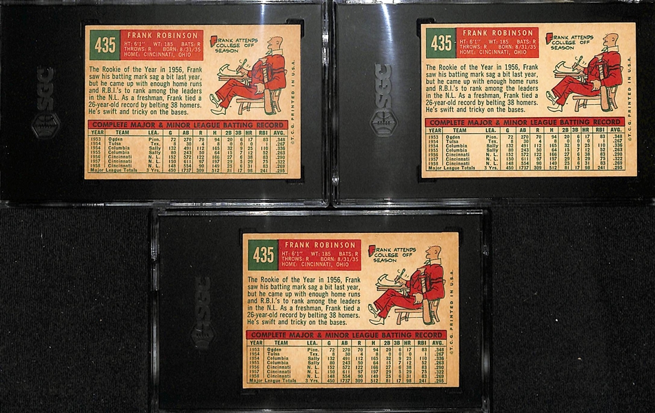 Lot of (3) Graded 1959 Topps Frank Robinson #435 Baseball Cards - SGC