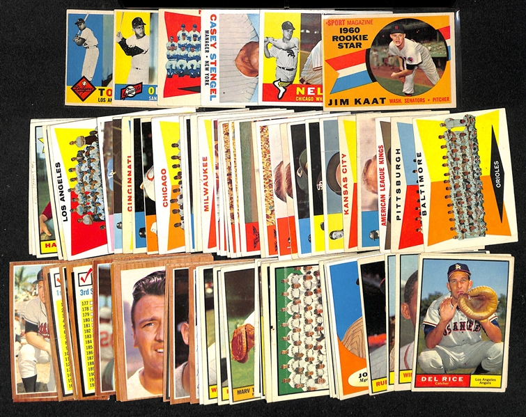 Lot of (80+) 1960-62 Topps Baseball Cards w. 1960 Jim Kaat Rookie Card