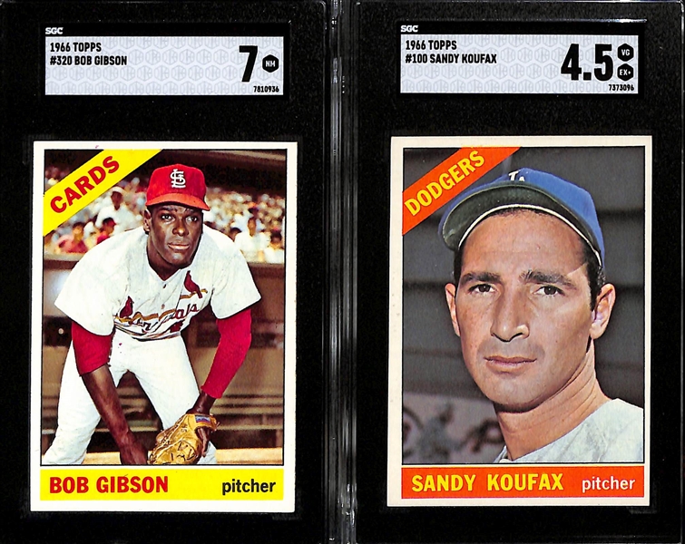  Lot of (2) 1966 Topps Graded Cards - Bob Gibson SGC 7 & Sandy Koufax SGC 4.5