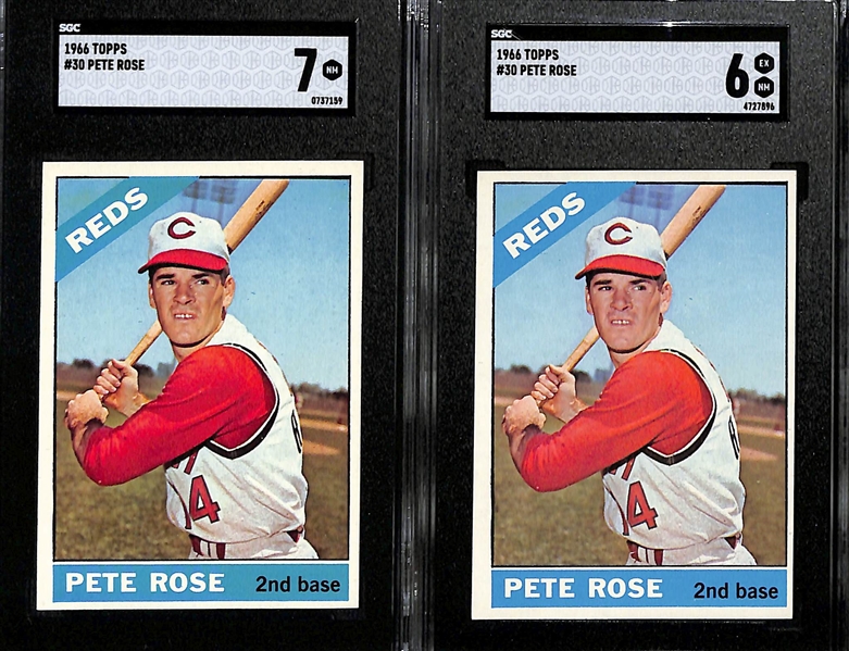 Lot of (2) 1966 Topps Pete Rose #30 Cards - SGC 7 & 6