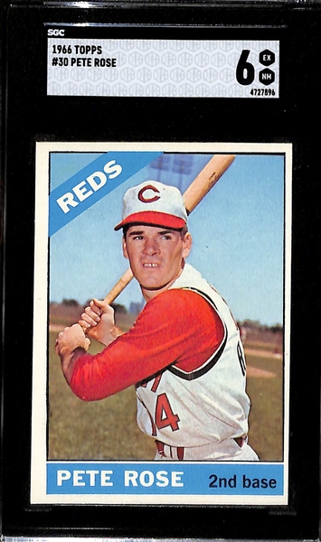 Lot of (2) 1966 Topps Pete Rose #30 Cards - SGC 7 & 6