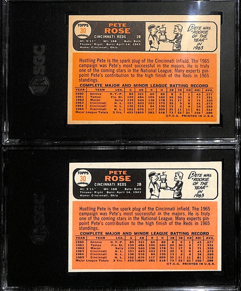 Lot of (2) 1966 Topps Pete Rose #30 Cards - SGC 7 & 6