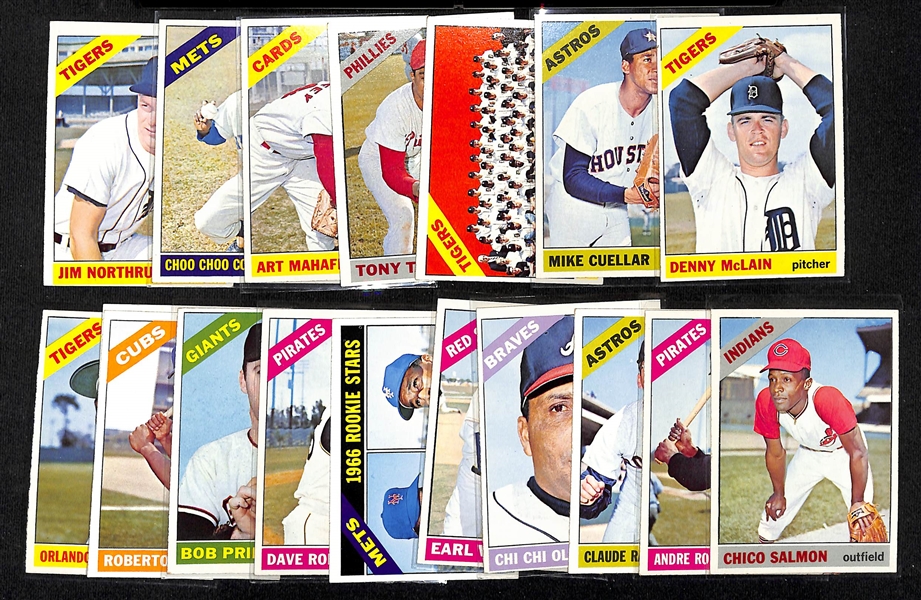 Lot of (18) 1966 Topps High Number Baseball Cards w. Denny McLain