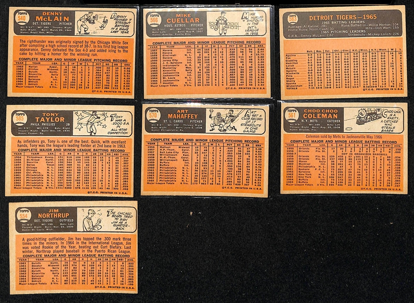 Lot of (18) 1966 Topps High Number Baseball Cards w. Denny McLain