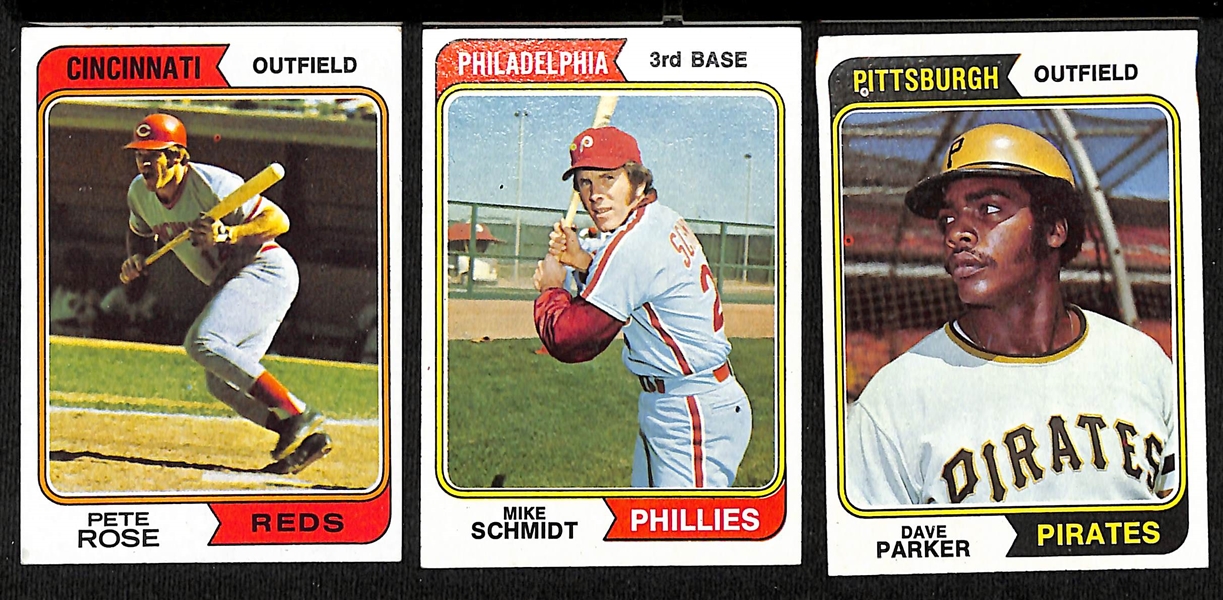 Lot of Approx (500) 1974 Topps Baseball Cards w. Pete Rose & Mike Schmidt