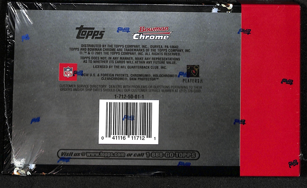 Sealed/Unopened 2001 Bowman Chrome Football Hobby Box (Potential Drew Brees, Michael Vick, L. Tomlinson Rookies)